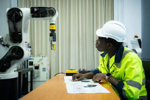 Engineers assembled and tested the functionality of a robotic arm utilized... 写真素材