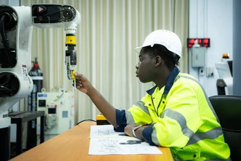 Engineers assembled and tested the functionality of a robotic arm utilized... 写真素材