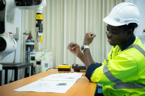 Engineers assembled and tested the functionality of a robotic arm utilized... 写真素材