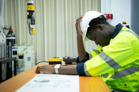 Engineers assembled and tested the functionality of a robotic arm utilized... Stockfoto's