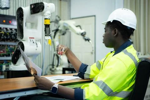 Engineers assembled and tested the functionality of a robotic arm utilized... 写真素材