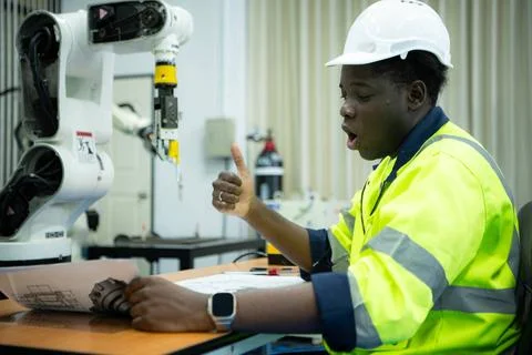 Engineers assembled and tested the functionality of a robotic arm utilized... 写真素材