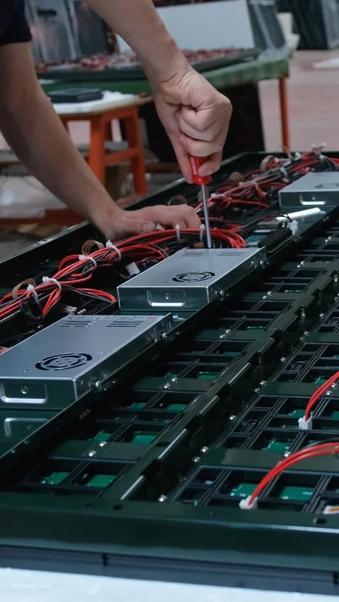 Engineers Assembling An Electronic Circuit Led Screen Vertical Video Stock Footage 334877885