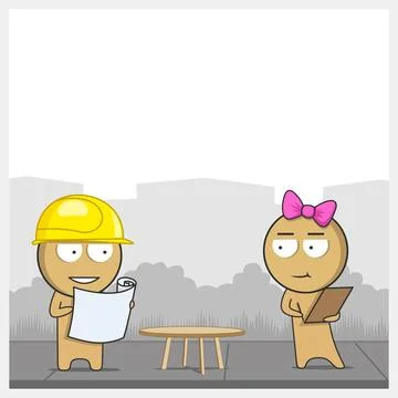 Engineers with blueprints Stock Illustration