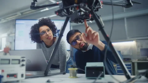 Engineers Brainstorming About Drone Design Stock Footage 189860089