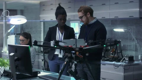 Engineers Built Drone in Laboratory Stock Footage 321000753