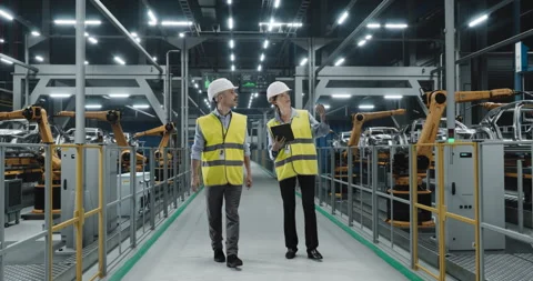 Engineers at Car Factory Stock Footage 300991005