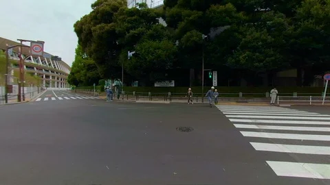 The engineers checking the road measurement in Tokyo Japan Stock Footage 129279899