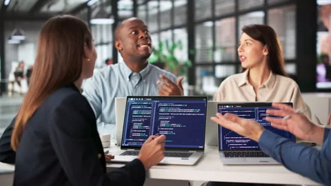 Engineers Coding Software In A Office Stock Footage 329298065