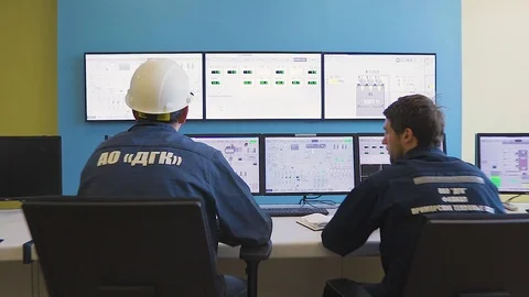 Engineers at the controls Stock Footage 106881482