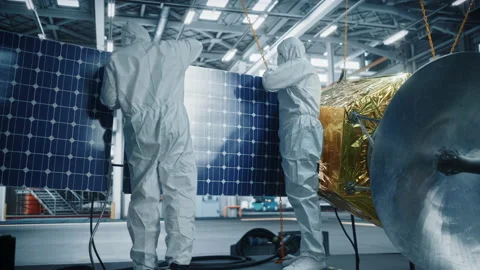 Engineers Develop Satellite 스톡 동영상 150132256