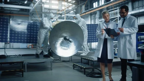 Engineers Develop Satellite 스톡 동영상 150132350