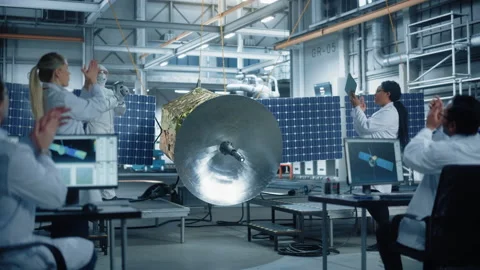 Engineers Develop Satellite 스톡 동영상 150132376