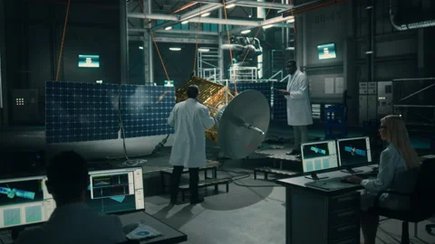 Engineers Develop Satellite Stock Footage 150371965