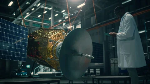 Engineers Develop Satellite Stock Footage 150373625