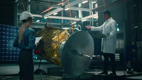 Engineers Develop Satellite Stock Footage 150378326