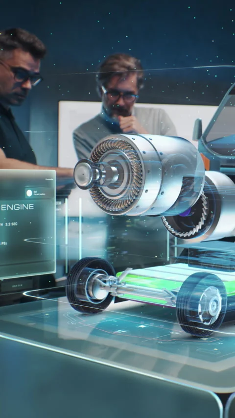 Engineers develop truck using augmented reality hologram Stock Footage 273123980