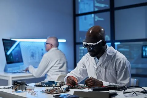 Engineers developing artificial intelligence in the lab 写真素材