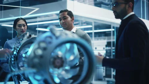 Engineers Developing Turbine Engine Video stock 229843510