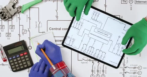 Engineers discuss central computer controller circuit plan Stock Footage 277792689