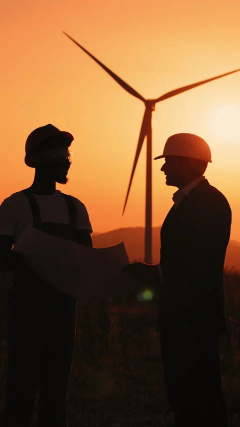 Engineers Discuss Wind Turbine Stock Footage 318729601