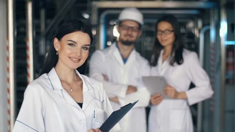 Engineers at the factory Stock Footage 77542504