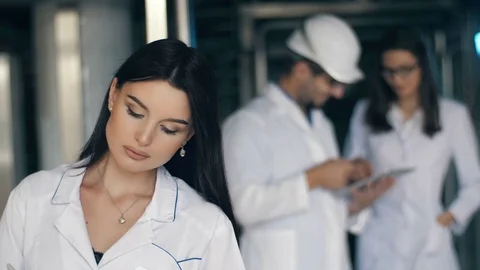 Engineers at the factory Video stock 77778744