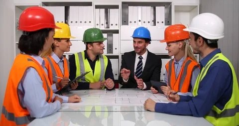 Engineers Group Conversation in Boardroom Find Good Architect Project Solution Stock Footage 88107316