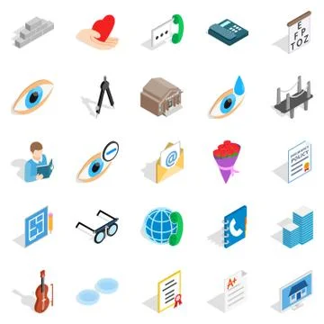 Engineers icons set, isometric style Stock Illustration