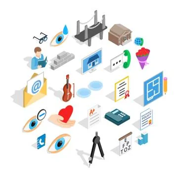 Engineers icons set, isometric style Illustrazione stock