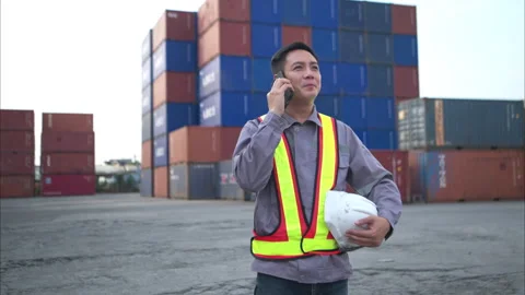Engineers inspect the standards of containers that are made Stock Footage 308817065