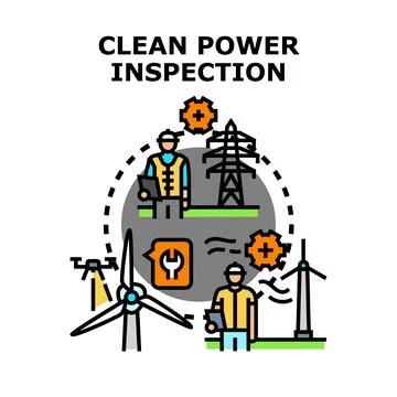 Engineers inspecting renewable energy generation and power grid Illustrazione stock