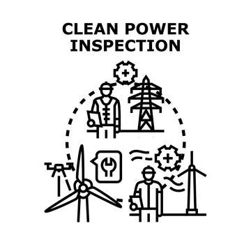Engineers inspecting renewable energy generation and power grid Illustrazione stock