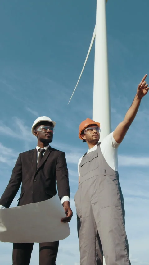 Engineers Inspecting Wind Turbine Stock Footage 318621955