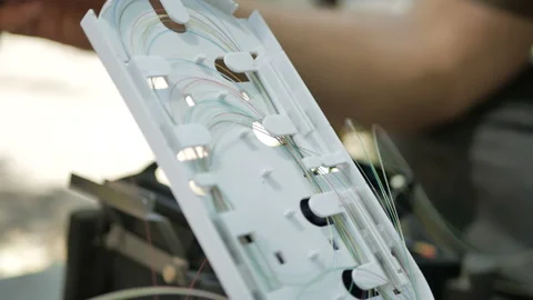 Engineers of the Internet provider set up Internet equipment Stock Footage 112245391