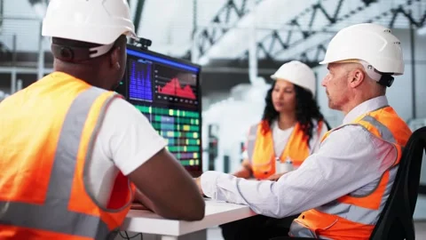 Engineers Learning SCADA Software For Automation Stock Footage 312465100