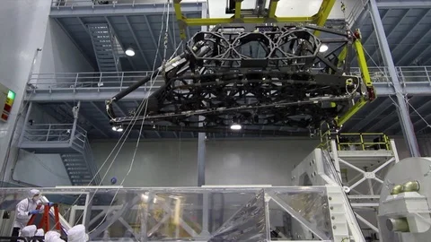 Engineers lifted Webb Telescopes Structure - 2016 Stock Footage 112132753