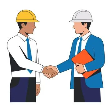 Engineers or Architects Shaking Hands, Business Deal Illustration Stock Illustration