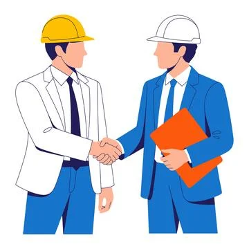 Engineers or Architects Shaking Hands, Business Deal Illustration Stock Illustration