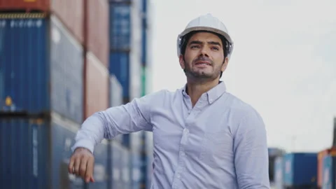 Engineers or construction workers have stress at work. Causing the body to becom Stock Footage 142149427