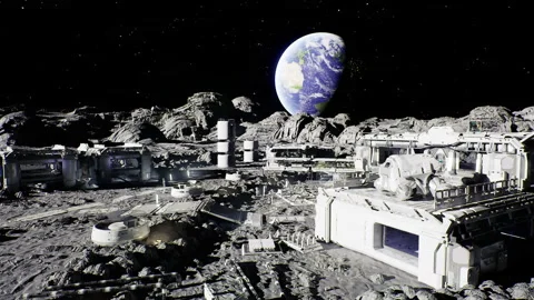 Engineers oversee modular habitat assembly with precision tools and robots Stock Footage 340656900