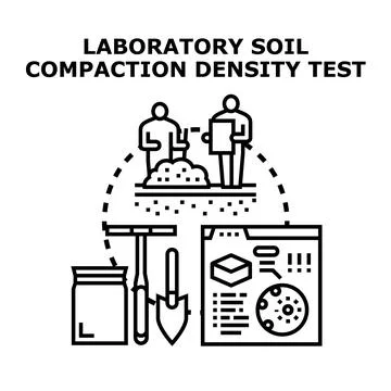Engineers performing soil compaction density test in laboratory Stock Illustration