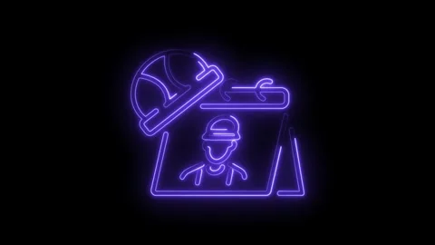 Engineers schedule neon animation construction worker daily task planning safety Stock Footage 330770320
