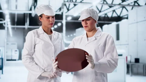 Engineers A Semiconductor Wafer Chip Factory Looking Stock Footage 326939666