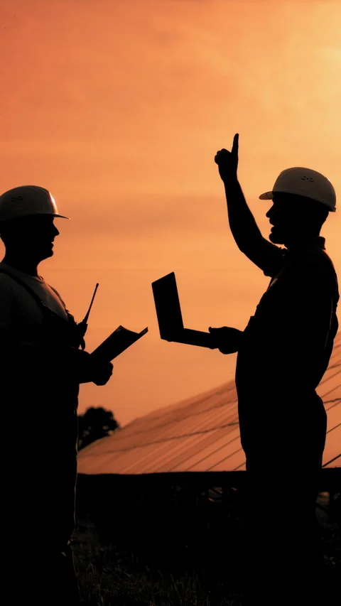 Engineers at Solar Panel Site Stock Footage 317158165