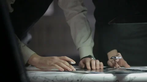 Engineers study blueprints Stock Footage 45174672