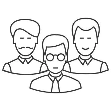 Engineers team vector line icon, sign, illustration on white background, edit Stock Illustration