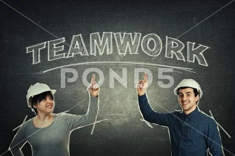Engineers teamwork concept Stock Photos
