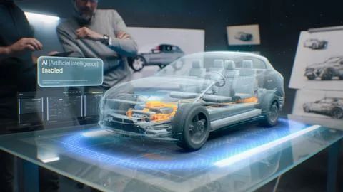 Engineers testing ai artificial intelligence system autopilot Stock Photos