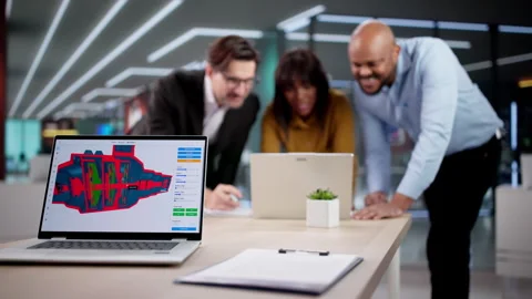 Engineers Using CAD Software On Computer Stock Footage 331153482
